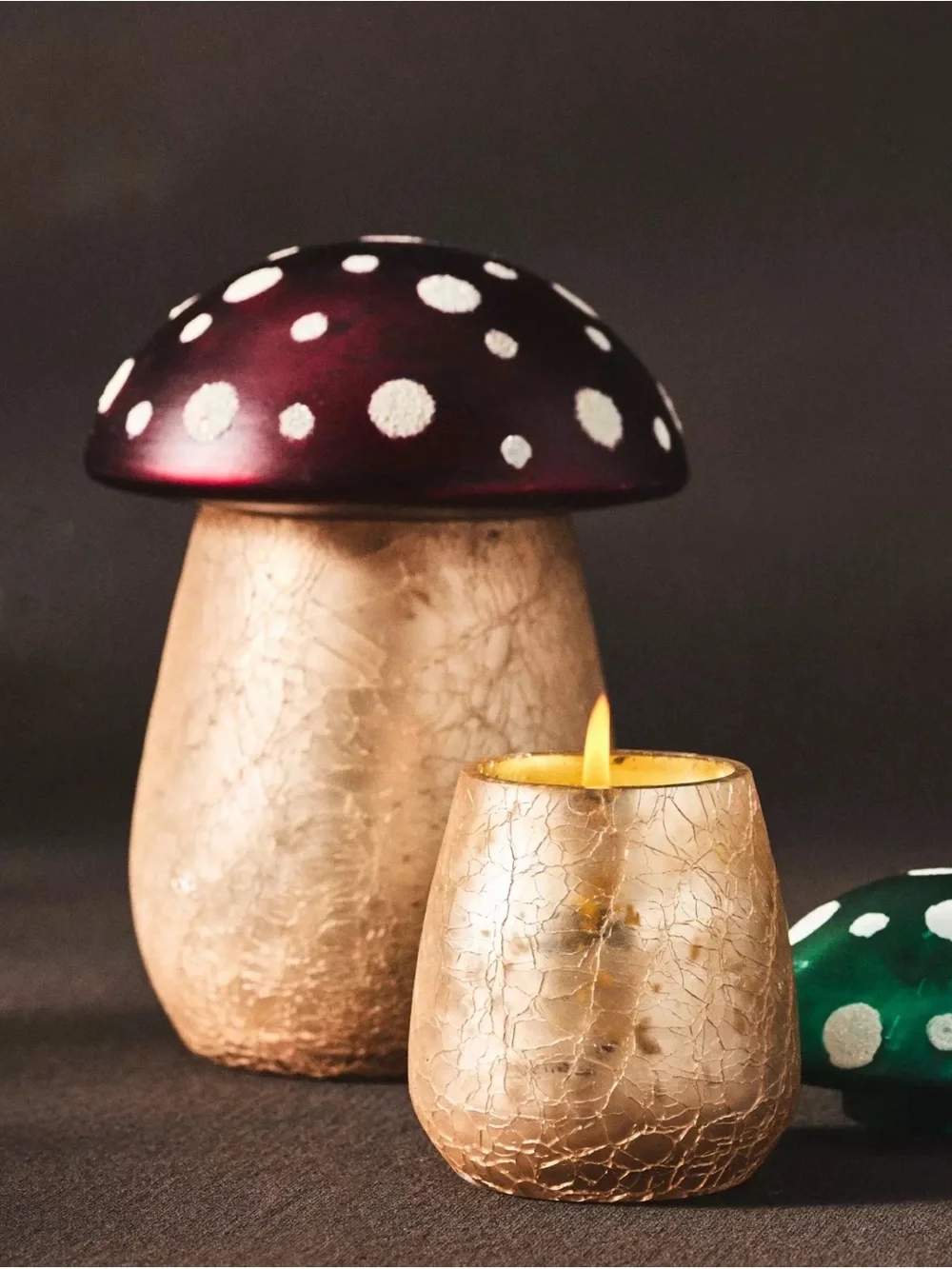 NEW Anthropologie Large Amanita Mushroom Glass Candle (w/Defect)